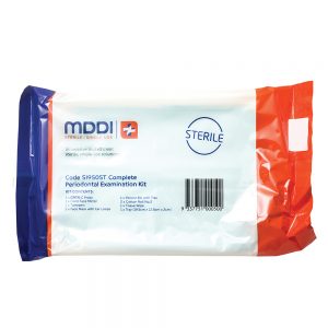 Complete periodontal examination kit with ball tip probe used in diagnostic dental procedure
