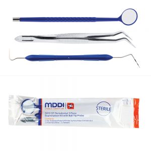 single use Periodontal 3 Piece Examination Kit with Ball Tip Probe used in diagnostic dental procedures